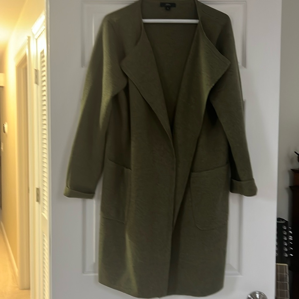 Like new! J Crew size medium olive green sweater jacket